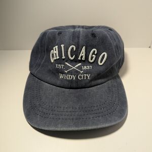Embroidered 'Chicago Windy City' Vintage-Style Baseball Cap - Navy